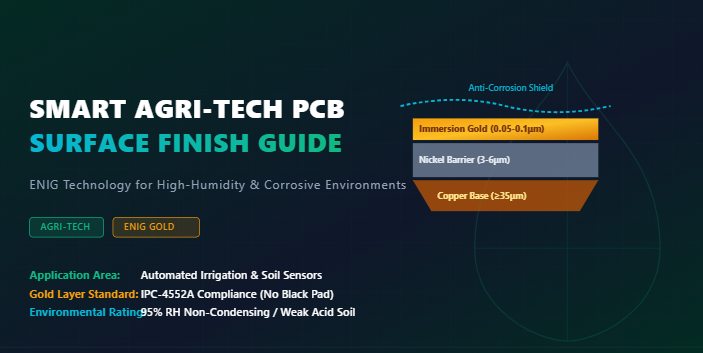 최신 회사 블로그 Agri-Tech IoT: 스마트 관개 네트워크의 부식 방지 PCB를 위한 표면 마감(ENIG) 선택